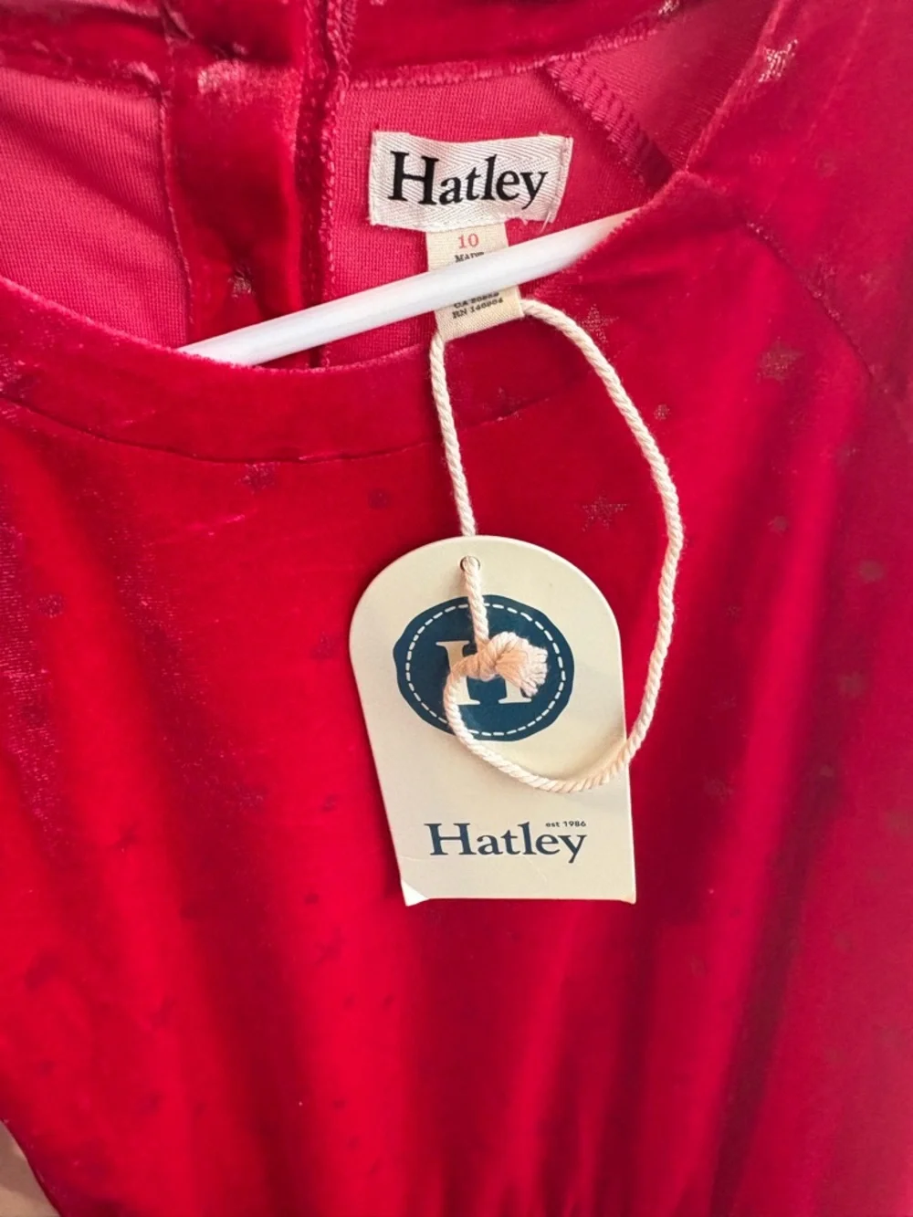 Hatley Girls Holiday Stars Crushed Velour Dress size 10